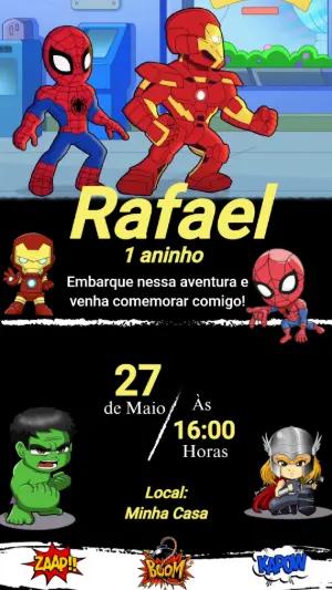 Convite Animado Aniversário Vingadores Baby para Editar Online