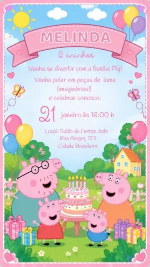 Convite Digital Aniversário Peppa Pig Modelo Editável