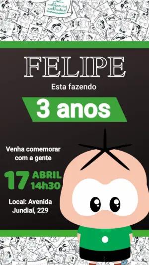 Convite Aniversário Cebolinha Toy para Editar Online