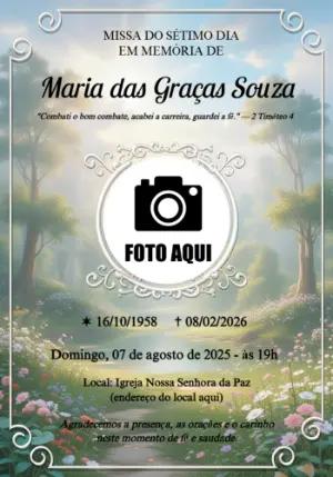 Convite Missa de Sétimo Dia Paisagem Serena Editável