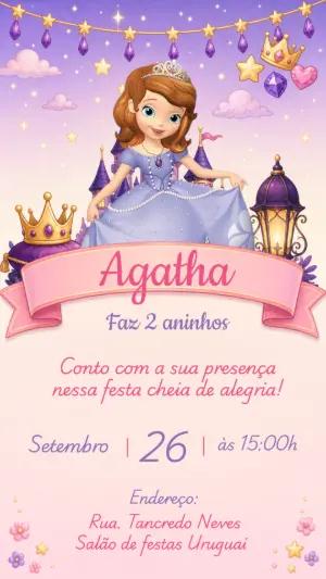 Convite de Aniversário Princesinha Sofia Editável