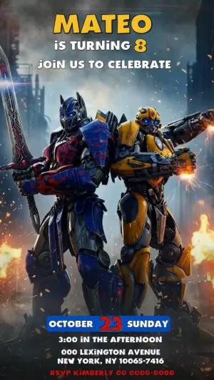 Animated Transformers Birthday Video Invitation | Editable Template