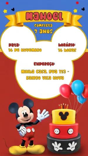 Convite Animado de Aniversário Falante do Mickey para Editar
