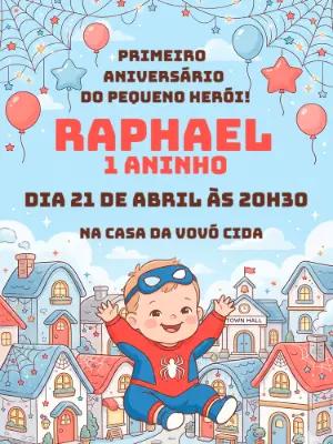 Convite de Aniversário Homem Aranha Baby Fofo para Editar