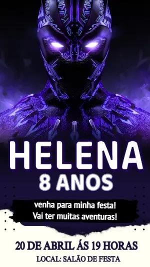 Convite de Aniversário Pantera Negra Roxo para Editar