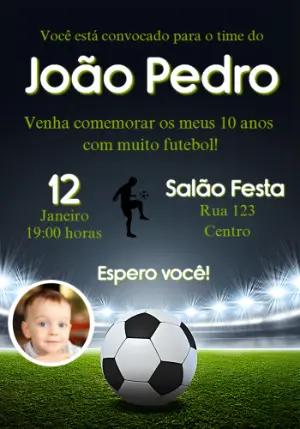 Convite Digital Aniversário Infantil Tema Futebol com foto