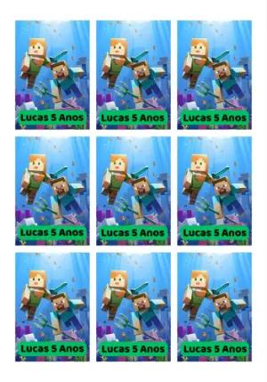 Tag de Aniversário Minecraft com Personagens para Editar Online