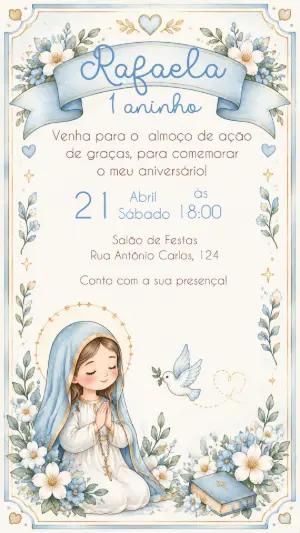 Convite de Aniversário Nossa Senhora Aparecida Editável