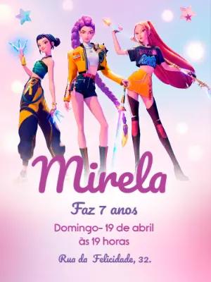 Convite de Aniversário Guerreiras do K-Pop para Editar