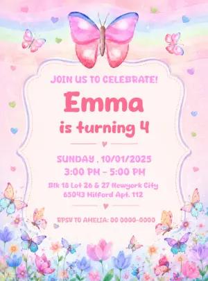 Enchanted Butterfly Garden Birthday Invitation Template