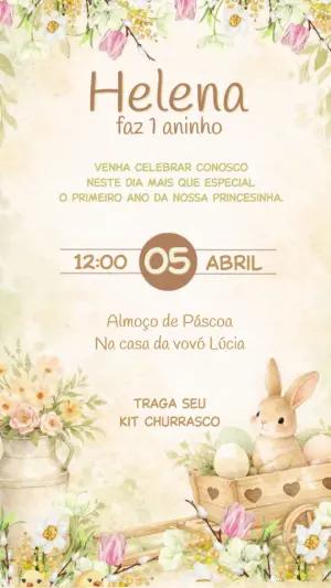 Convite de Aniversário e Páscoa Aquarela Floral Editável