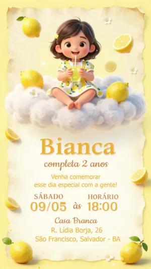 Convite de Aniversário Infantil Limão Siciliano Editável