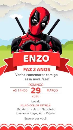 Convite de Aniversário Deadpool Herói para Editar Online