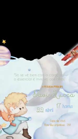 Convite Animado Aniversário O Pequeno Príncipe para Editar Online