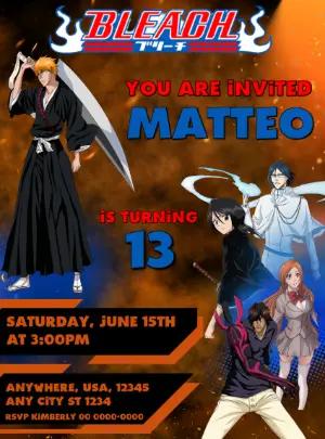 Bleach Anime Birthday Invitation Template | Editable Digital Invite