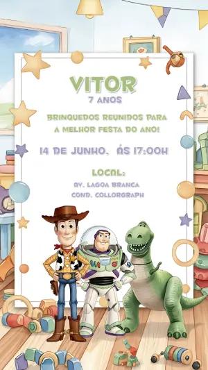 Convite de Aniversário Toy Story com Personagens para Editar