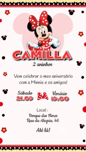 Convite de Aniversário Minnie Vermelha Digital para Editar