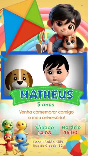 Convite Animado Bento e Totó: Vídeo de Aniversário Editável