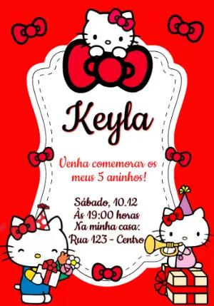 Convite Digital Editável Aniversário Infantil Hello Kitty