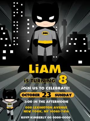Cute Batman Birthday Invitation Editable Online