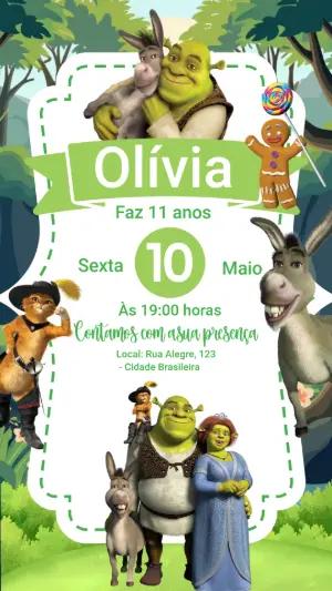 Convite de Aniversário Shrek Divertido para Editar Online