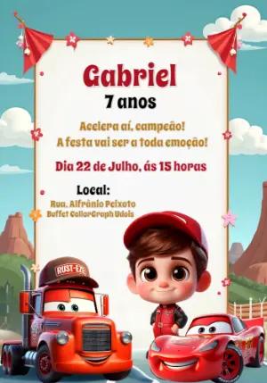 Convite de Aniversário Relâmpago McQueen Editável Online