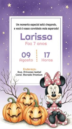 Convite Aniversário Minnie Halloween para Editar Online