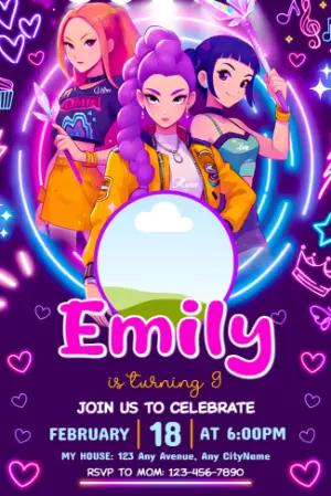 K-Pop Demon Hunter Birthday Invitation | Editable Digital Template