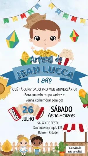 Convite Festa Junina Aniversário Menino para Editar Online
