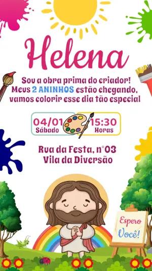 Convite Aniversário Pintor do Mundo Menina Editável