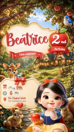 Enchanting Snow White Animated Birthday Invitation Template