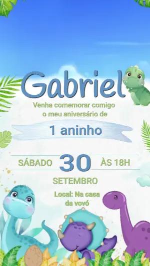Convite Animado Aniversário Dino Baby para Editar Online