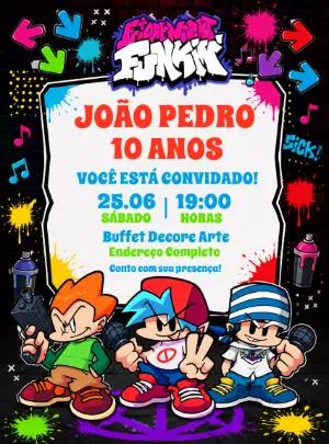 Convite de Aniversário Friday Night Funkin' para Editar