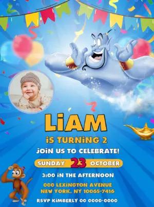Aladdin Genie Birthday Invitation Digital Template to Edit