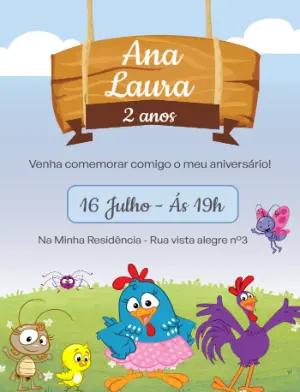 Convite Aniversário Galinha Pintadinha para Editar Online
