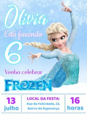 Convite Aniversário Frozen com Elsa para Editar Online