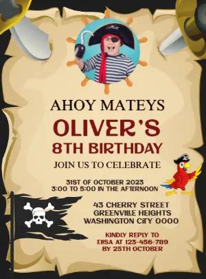 Editable Pirate Birthday Invitation Template for Kids
