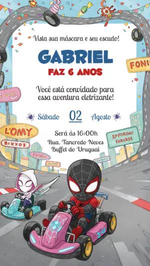 Convite Aniversário Homem-Aranha Corrida para Editar Online