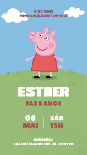Convite de Aniversário Peppa Pig para Editar Online
