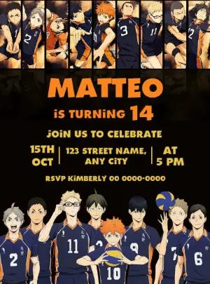 Haikyuu!! Anime Birthday Invitation Editable Template