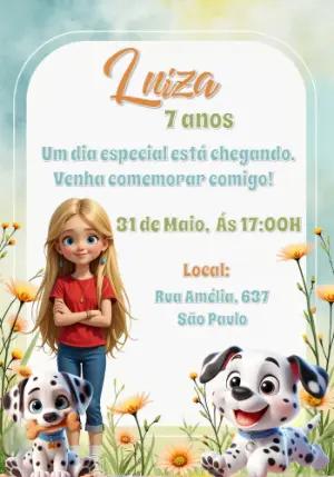 Convite de Aniversário 101 Dálmatas para Editar Online