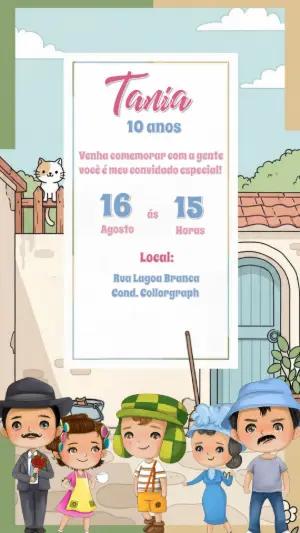 Convite de Aniversário Turma do Chaves Fofo para Editar Online