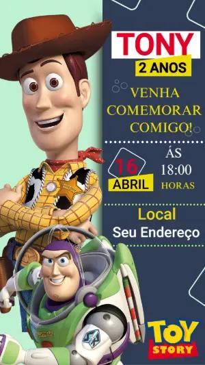 Convite Digital Toy Story com Woody e Buzz para Editar