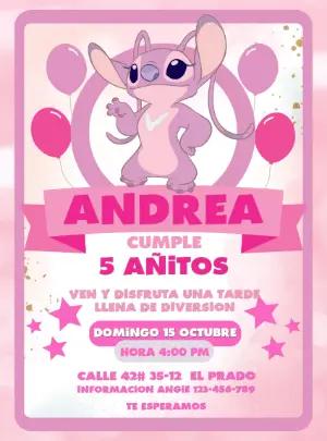 Invitación de Cumpleaños de Angel Rosa para Editar