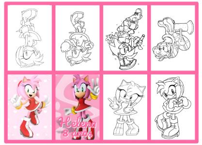 Mini Livro de Colorir Amy Rose e Sonic para Aniversário Editável