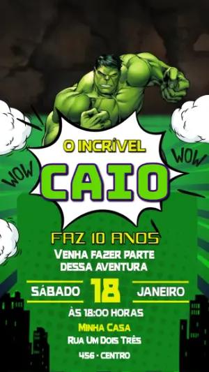 Convite Animado Hulk para Aniversário: Vídeo Editável