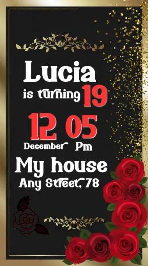 Elegant Rose & Gold Birthday Invitation - Editable Model