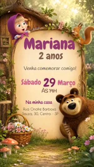 Vídeo Convite de Aniversário Masha e o Urso para Editar Online