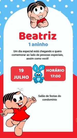Convite Digital Aniversário Infantil Turma da Mônica para Editar