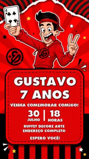 Convite de Aniversário Youtuber Enaldinho Modelo Editável